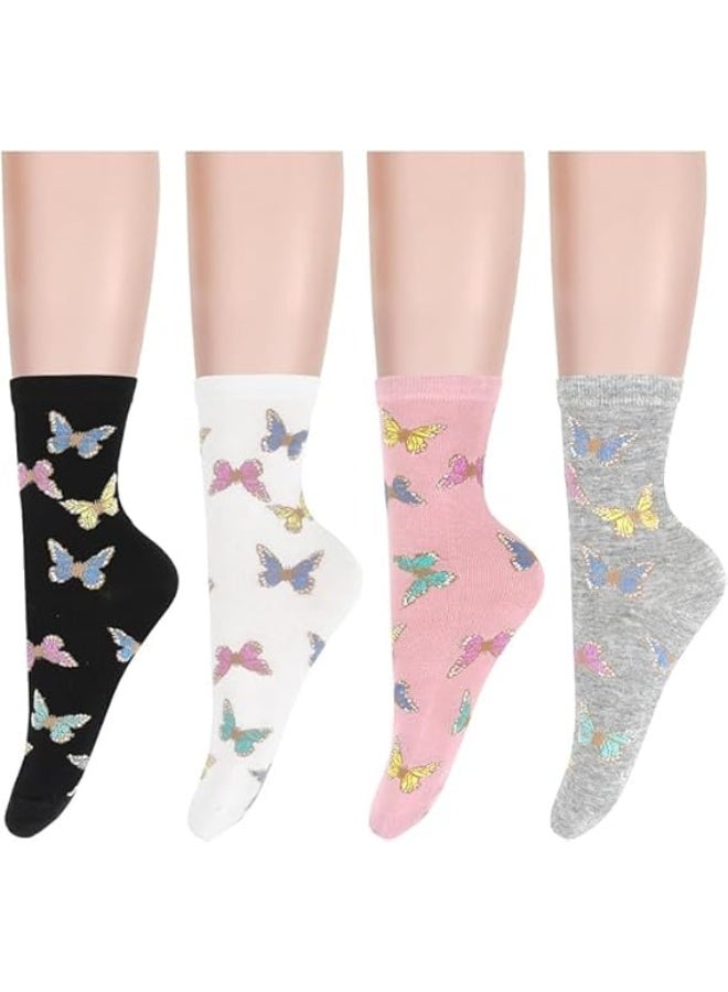ChicAbode Womens Funny Crew Socks,Girls Cute Patterned Dress Socks, Cotton Funky High Ankle Socks, Athletic Mid-calf Socks - Image 3